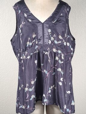 Old Navy 100% Silk Floral Sleeveless Tunic Blouse 2X